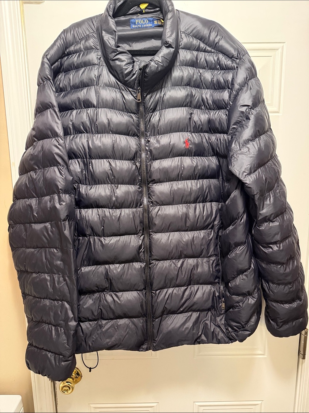 Polo by Ralph Lauren Men's Black Quilted Down Puffer with Red Pony size 4XLT